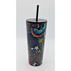 Starbucks + Farm Rio Summer 2025 Black Rainbow 24oz Cold Cup Tumbler